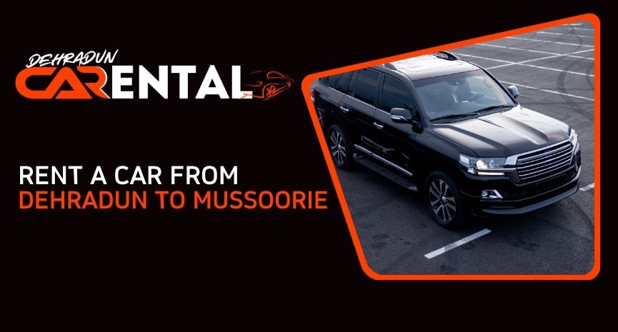 Image of a stylish rental car driving through scenic routes from Dehradun to Mussoorie, showcasing the convenience and comfort of renting a vehicle for a memorable journey between these picturesque destinations.